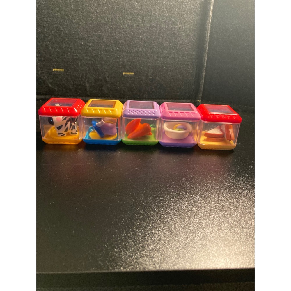 Fisher-Price Peek-a-Blocks Sensory Stacking Blocks Zebra Clown Food Set of 5 - Picture 5 of 11
